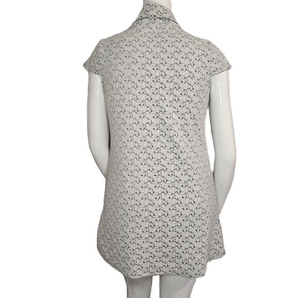 PAPILLION Cream & Black Cap Sleeve Cowl Neck Tunic Size Extra Large - Picture 2 of 7